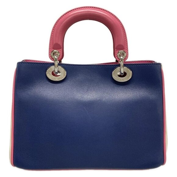 Auth DIOR/ChristianDior Diorissimo Navy Pink Cream Leather Tote Bag - Picture 3 of 16
